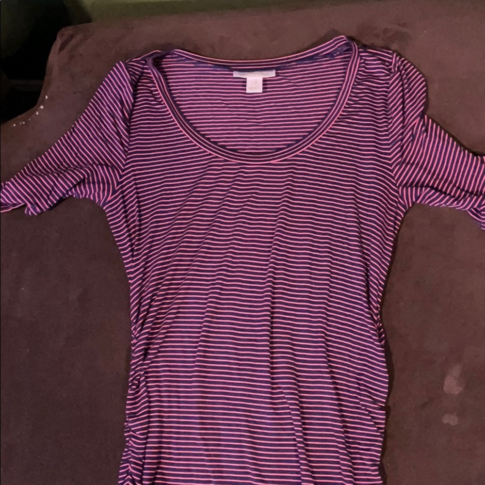 Medium 3/4 sleeve blue and pink maternity dress